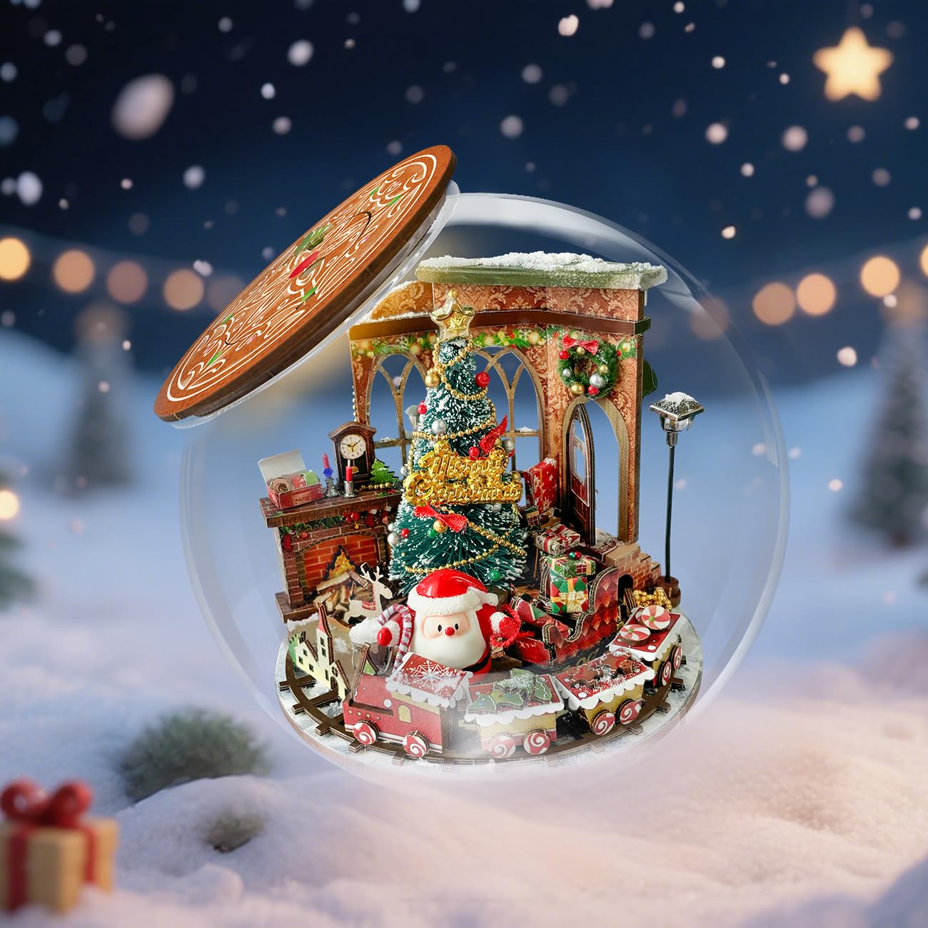 CUTEROOM DIY Miniatures Dollhouse Kit for Adults-Christmas Prologue, Doll House DIY Miniature Building Kit with LED, Birthday Valentine's and Christmas Day Gift for Adult