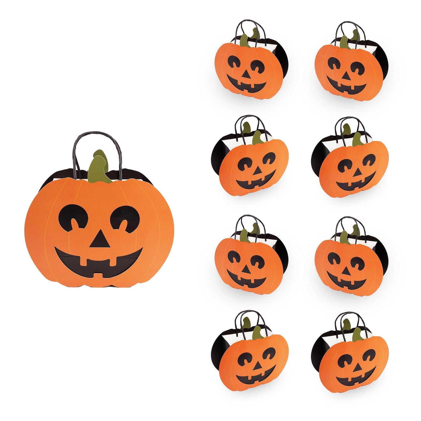 Cheerland Halloween Bags Pumpkin Paper Gift Bag Spooky Decorations Trick or Treat Candy Goodie Bag for Birthday Summerween Horror Classroom Baby Shower Fall Autumn Supplies 8pcs
