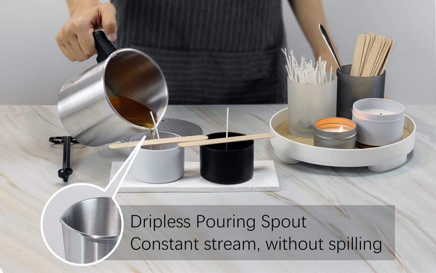 Aroparc Candle Making Kit with Wax Melter, 40 oz Double Boiler Wax Melting Pot, Thermometer, Wick Centering Device, Hot Plate and Supplies for Beginners