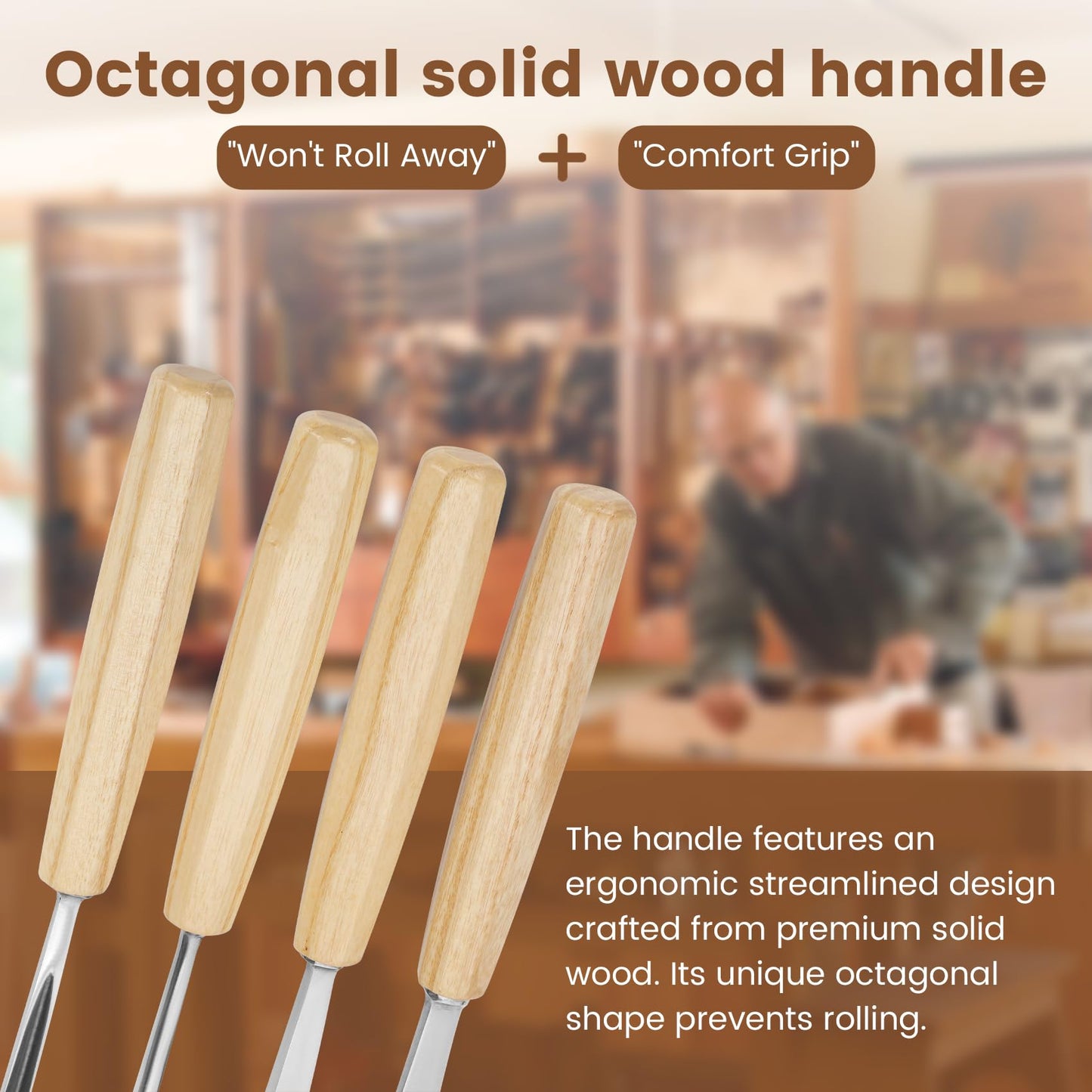 Wood Carving Kit – 12 PCS Professional Wood Carving Tools Set with Mallet & Canvas Case, Pre-Sharpened CR-V 60 Steel Gouges and Chisels for Whittling, Spoon Carving, Beginners & Professionals