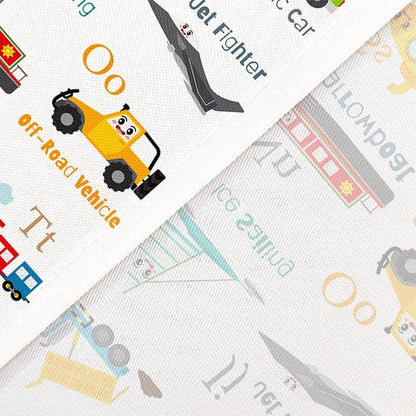 Grtuspr Vehicles Alphabet Shower Curtain for Kids, Kid Excavator Tractor Machinery Trucks Curtain, Construction Vehicle Boys, Bulldozer Crane Bath Equipment Truck