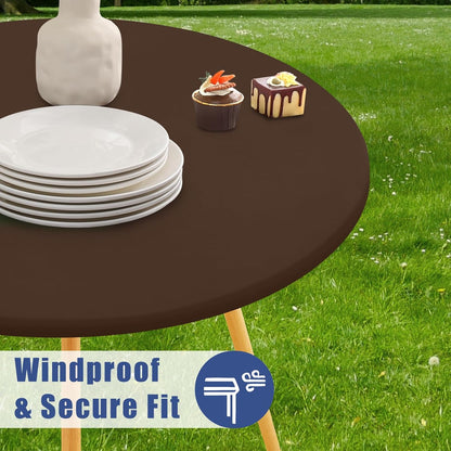 18"-24" Moosfor Round Spandex Tablecloth, Elastic Fitted Waterproof Tablecloths for Tables, Stretch Washable Picnic