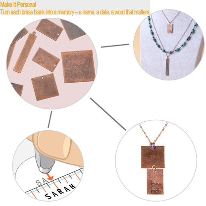 ROSENORTH Jewelry Stamping Kit – 30 Antique Copper Brass Blanks in 5 Shapes with Earring Hooks, Backs & Jump Rings for DIY Earrings & Necklaces (84 PCS)
