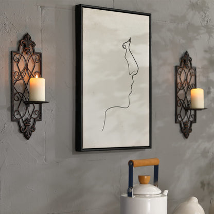 GUSUWOD Set of 2 Metal Wall Sconce Candle Holders, Fleur De Lis Detailed
