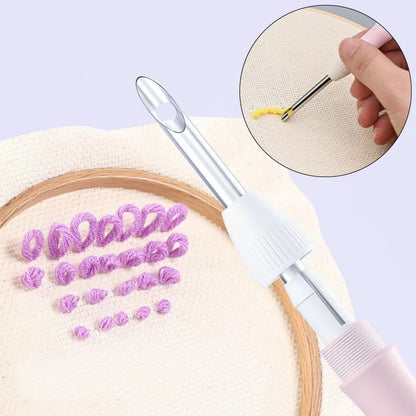 Woohome Punch Needle Kit Included Plastic Hoops, Punch Needle Cloth, Color Yarn and Punch Needle Tools for Adults, Beginners (Red, Pink and Yellow Flowers)