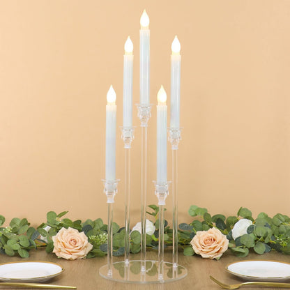 2/4PCS Candle Holder - Candelabra, 3/5 Arms Clear Candelabra Centerpieces for Wedding, Acrylic Candle Holder, Taper Candlesticks Candle Holders, with Acrylic Shade(5 Arm 2)