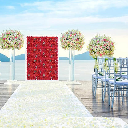 GOUZIBHD 6 Pack Flower Wall Panel Backdrop 24 X 16inch Artificial Flower Wall Mat Silk Rose Floral Panel for Wedding Party Bridal Shower Background Decoration