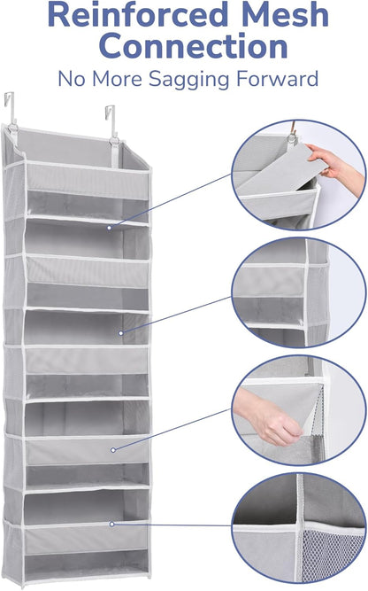 1 Pack 5 10 44 lbs 5 ULG Over Door Organizer with Large Pockets Mesh Side Pockets, Weight Capacity Hanging Storage