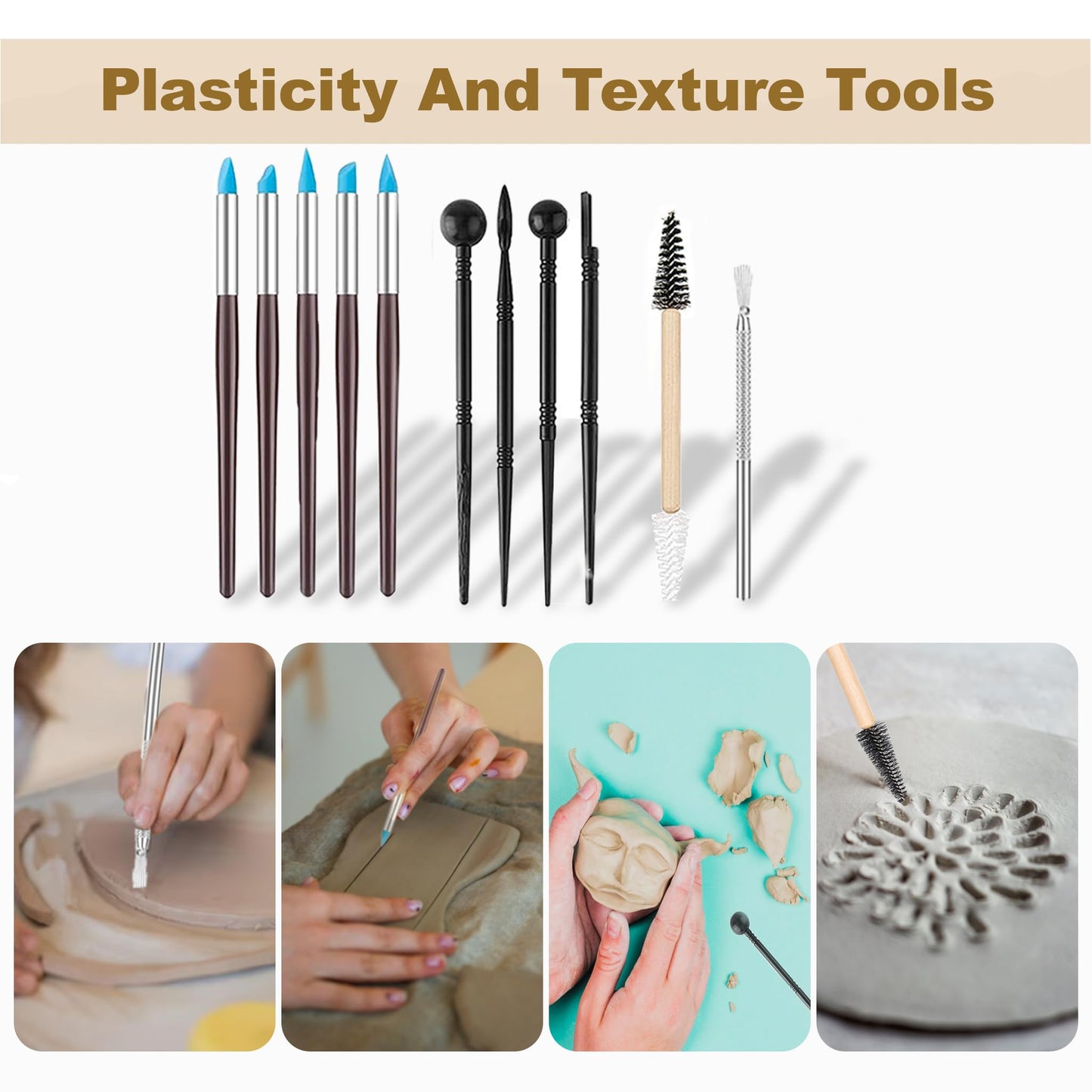 CeeVian Clay Tool Kit 40 PCS Clay Sculpting Tools Pottery Tools Pottery Tools for Sculpting for DIY Handcraft Modeling Clay Carving Tools Set for Beginners and Professional Art Crafts