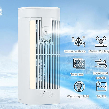 Portable Air Conditioner with 3 Speed Dual Fans, Evaporative Air Cooler for Room Bedroom, 120mL Water