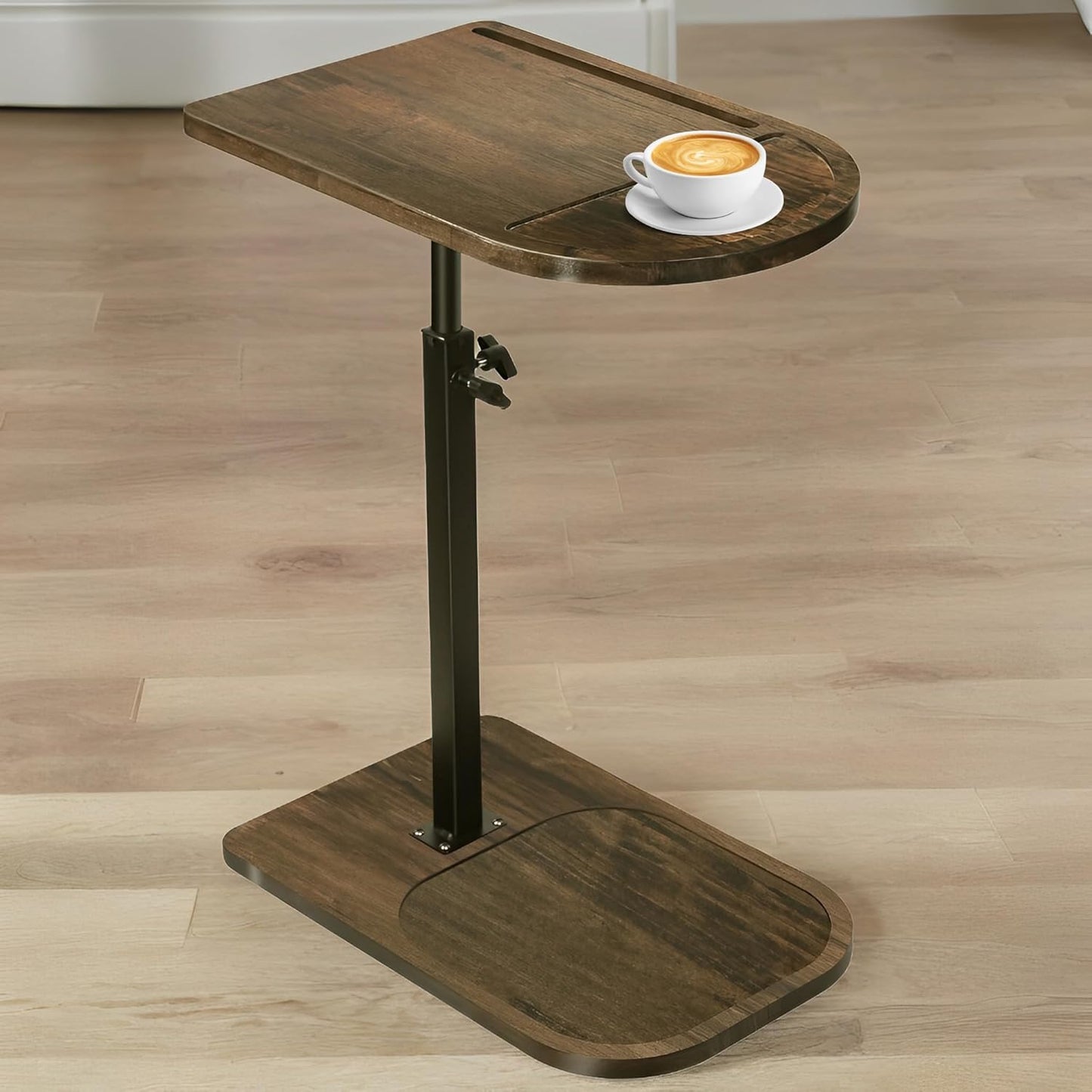 Adjustable/360 Side Table Sofa Tray for Couch - Swivel TV Tray Tables with Phone & Tablet Slot, Small Spaces Snack