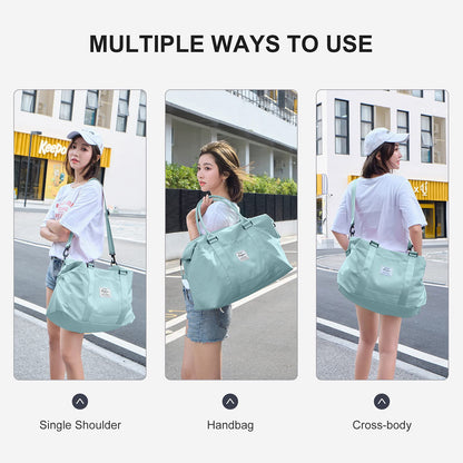 Sport Travel Duffle Bag Large Gym Tote Bag for Women, Weekender Carry on Bag for Airplane, Ladies Beach Overnight Bag Waterproof Luggage Bag with Wet Pocket