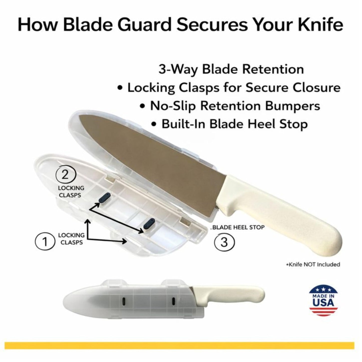 Agilux Blade Guard 8" Knife Blade Protector Made in USA Safe Storage and Transport for Kitchen Knives Protects Edges in Drawers Travel Camping RV