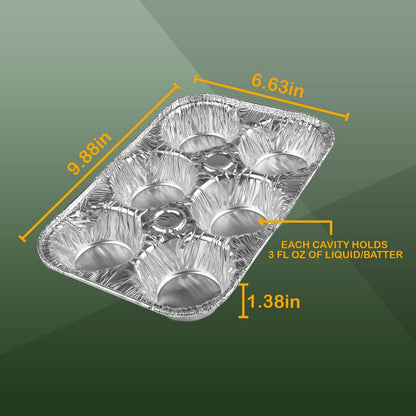 PARTY BARGAINS 6-Cup Aluminum Muffin Pans - 20 Pack, Standard Size Disposable Muffin Tin for Baking