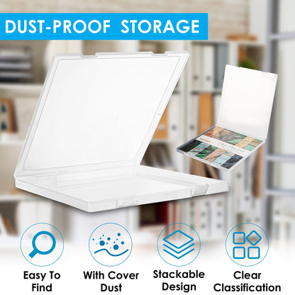 CraftGenes 12x12 Scrapbook Paper Storage, 4 Pack Stackable Paper Containers Storage, Art Supply Storage Organizer, U-Shaped Locking Mechanism, Ideal for Office, Home, and School Document Organizer