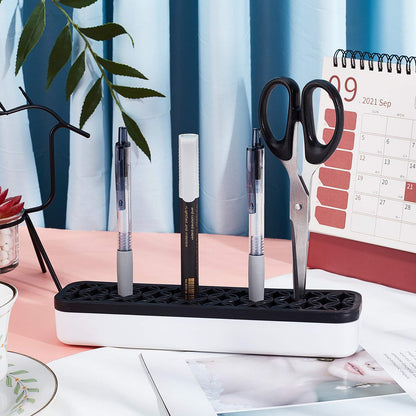 GORGECRAFT Sew Desktop Organizers Silicone Makeup Brush Holder Cosmetic Painting Pen Holders Storage Box Make up Brush Sewing Tool Stand Holder for Stash Store Brush Toothbrush (Black)
