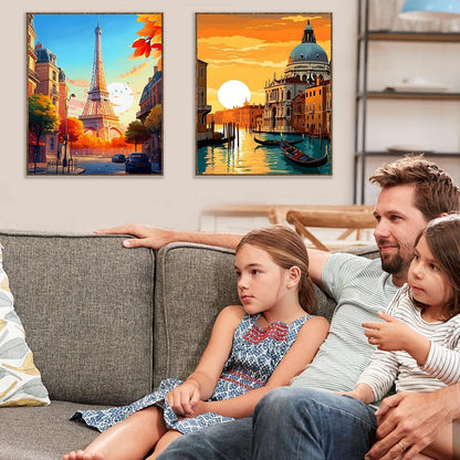 6 Pack Famous Landscape Diamond Art Kits for Adults Beginners,Full Round Drill DIY Diamond Painting Kits,Paint by Diamonds Dot Gem Art Crystal Easy,Home Wall Decor 12x16Inch