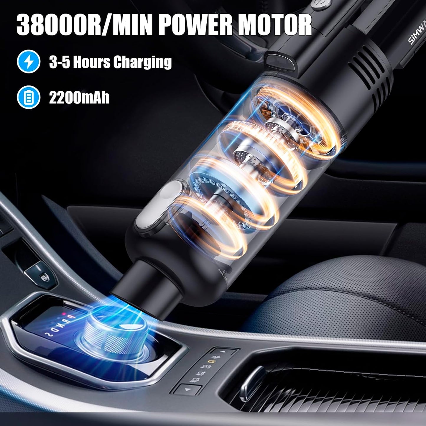 Handheld Car Vacuum Cleaner Cordless, 9500PA Powerful Suction, Lightweight Wireless Mini Vacuum with LED Light for