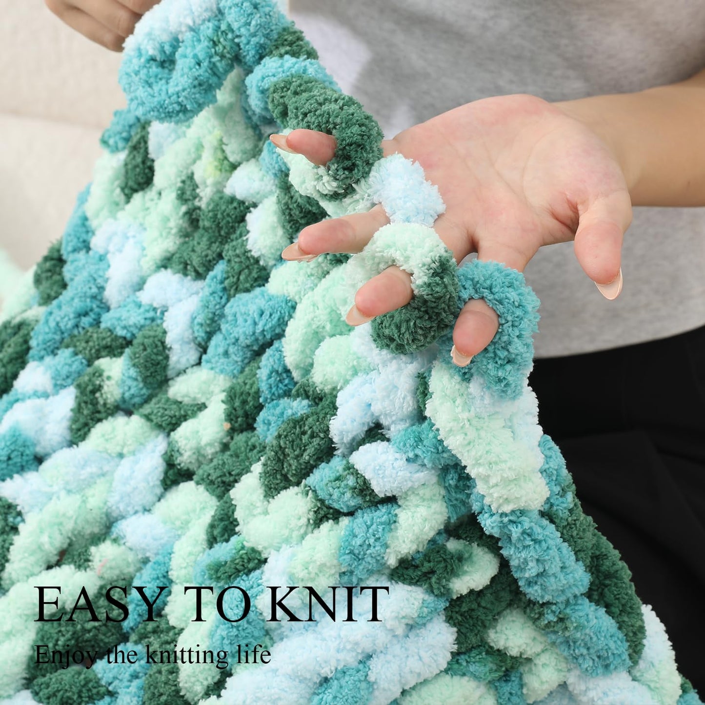 Chunky Yarn for Hand Knitting, No7 Thick Yarn, 250Grams 32Yards, Pack of 4, Perfect for Knitters and Crafters (sea ofclouds)