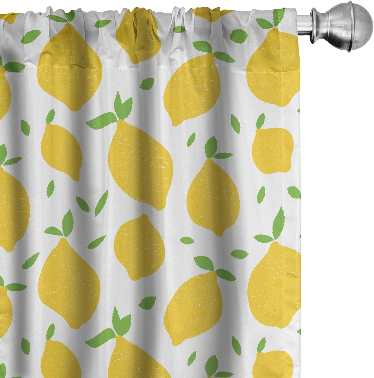 Ambesonne Lemons Window Curtains, Modern Summer Citrus Fruits Illustration, 2-Panel Set, 28" x 84", Lime Green