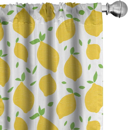 Ambesonne Lemons Window Curtains, Modern Summer Citrus Fruits Illustration, 2-Panel Set, 28" x 84", Lime Green