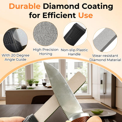 Frienda Diamond Sharpening 121n Dual-grit Knife Sharpener Stone Tool Lawn Mower Blade Sharpener File Garden Tool 325/1200 Grit Handheld Double with Angle Guide for Kitchen Axe Machete Chisel Drill