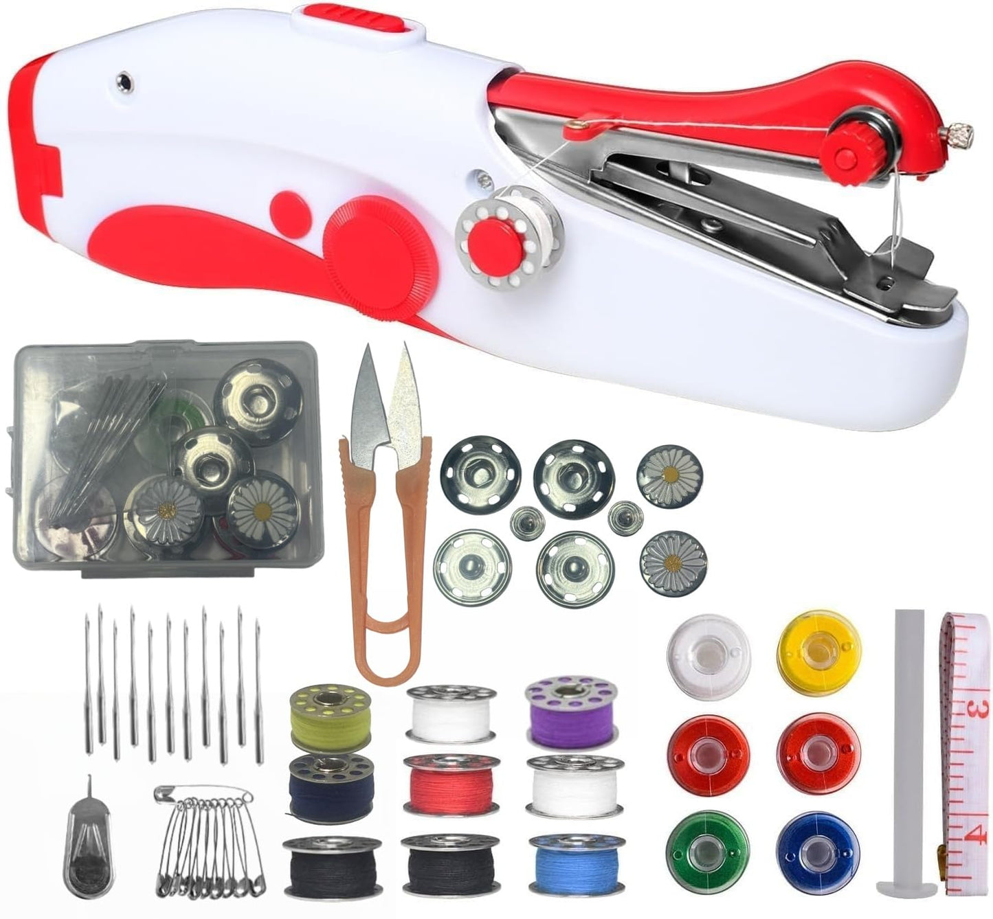 Mini Handheld Sewing Machine, Small Portable Electric Sewing Machine for Adults Beginners, Easy to Use Quick Stitch for DIY Clothing, Fabrics, Curtains, Home & Travel
