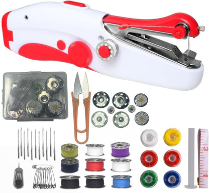 Mini Handheld Sewing Machine, Small Portable Electric Sewing Machine for Adults Beginners, Easy to Use Quick Stitch for DIY Clothing, Fabrics, Curtains, Home & Travel