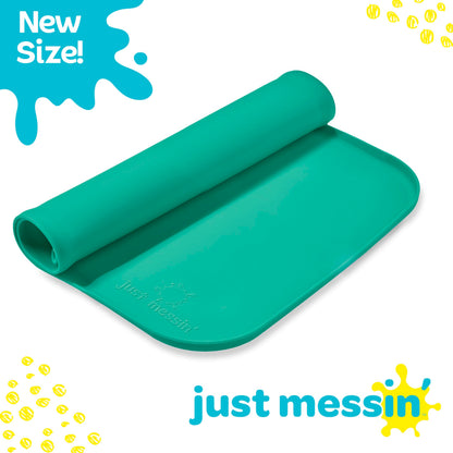 Just Messin' Silicone Art Mat Bundle – 12”x18” Mat with High .6" Edge, Blue & Green, Non-Slip, Heat Resistant for Crafts, Resin,Paint & Jewelry-Making