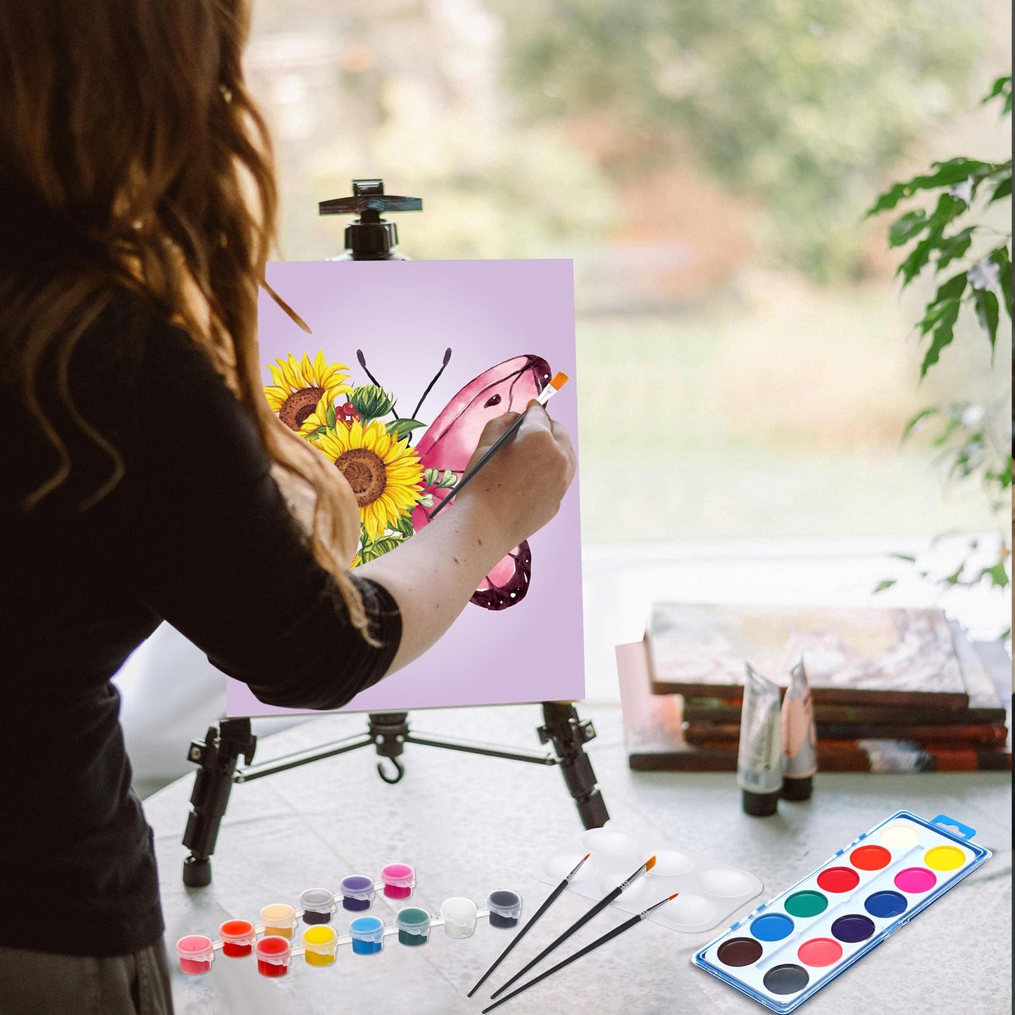 Ctosree 12 Sets Pre Drawn Canvas Kit for Painting Adults Sip and Paint Kit Art Pre Printed Canvas Bulk for Easter Mother's Day Gifts Adult's Date Night(Butterfly,8 x 10 in)