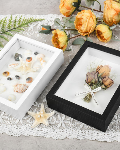 2 Pack 5x7 Small Shadow Box Frame with Plexiglass, Wood Frame Display Case Box for Memorabilia, Dried Flowers, Medal, Crafts, Tickets and Photos (Black, 5x7)