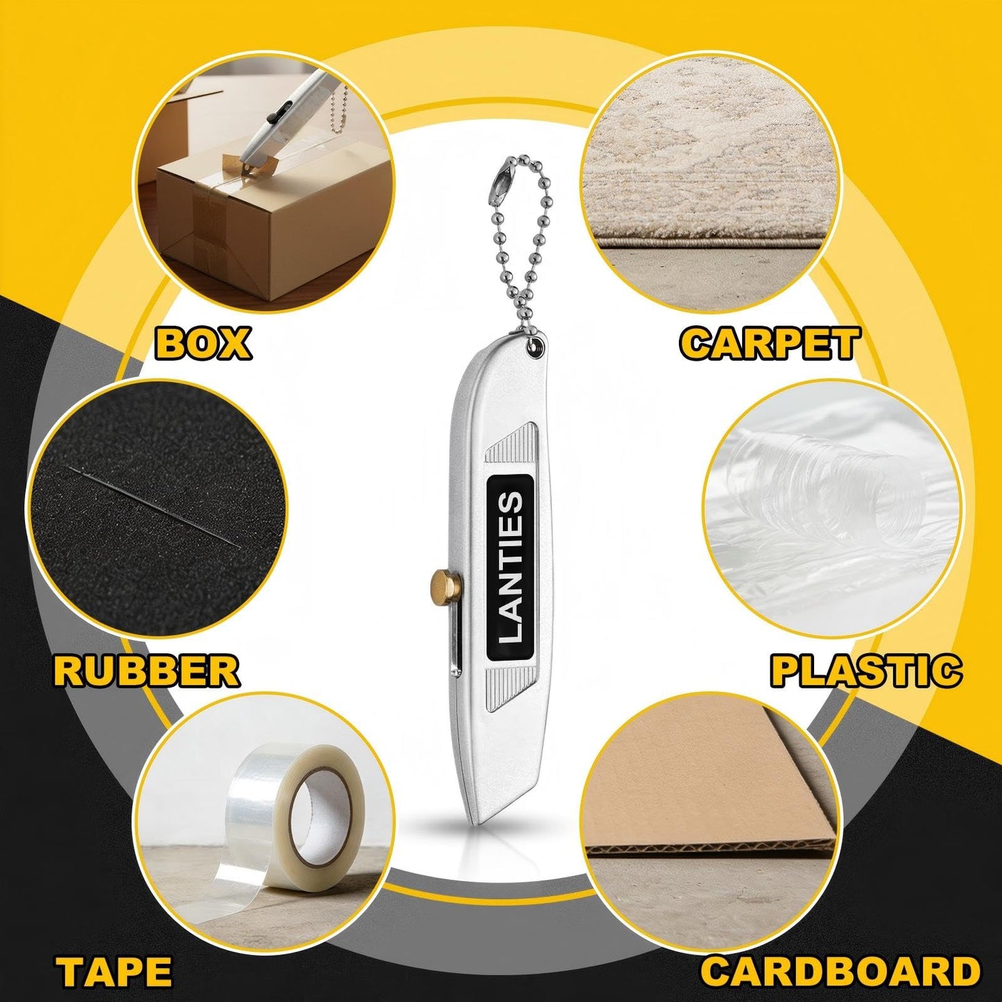 20 Pcs Mini Retractable Utility Knife with 40 Pcs Carbon Steel Blades Set Three-position Retractable Box Cutter on Keychain Small Pocket Knives for Cardboard Carpet Drywall