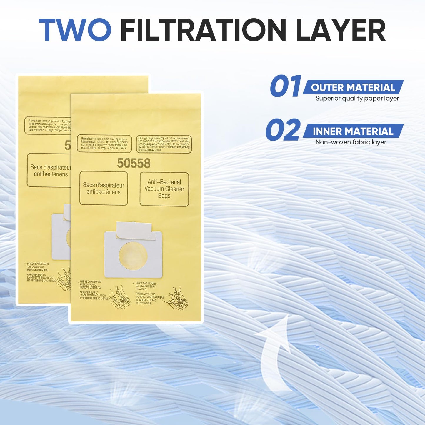 BIHARNT 20 Pack vacuum bags Compatible with Kenmore Canister 5055, 50557,50558 and Type C,C-18, 53292, 200 Series, 400 Series, 600 Series, 700 Series, 800 Series Vacuum