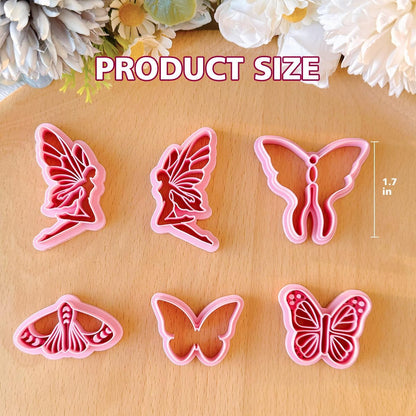 KEOKER Polymer Clay Cutters - 6 Shapes Embossed Butterfly Cutters for Jewelry Making