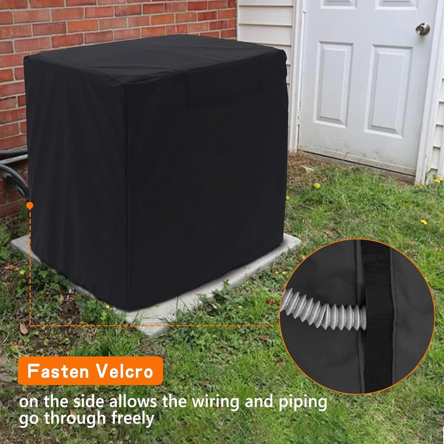 STARTWO Air Conditioner Cover for Outside Units, Durable Waterproof Square AC Cover with Windproof Buckles, Black