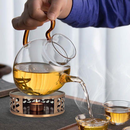 Teapot Candle Warmer with Tea Light Heater, C-Bronze Teapot Heating Base and Candle Holder