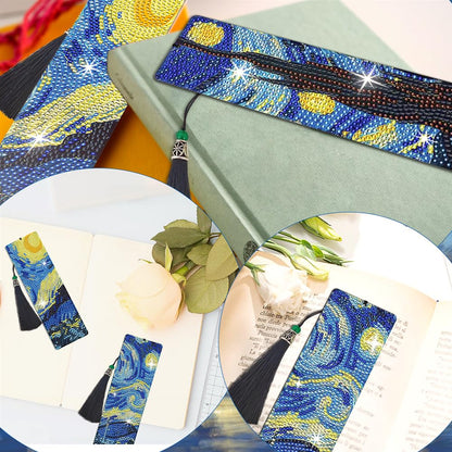 NUFTVI 4 PCS Diamond Art Bookmarks Van Gogh Starry Night, DIY Acrylic Diamond Painting Bookmarks Kits for Adult Reader and Crafts Lovers