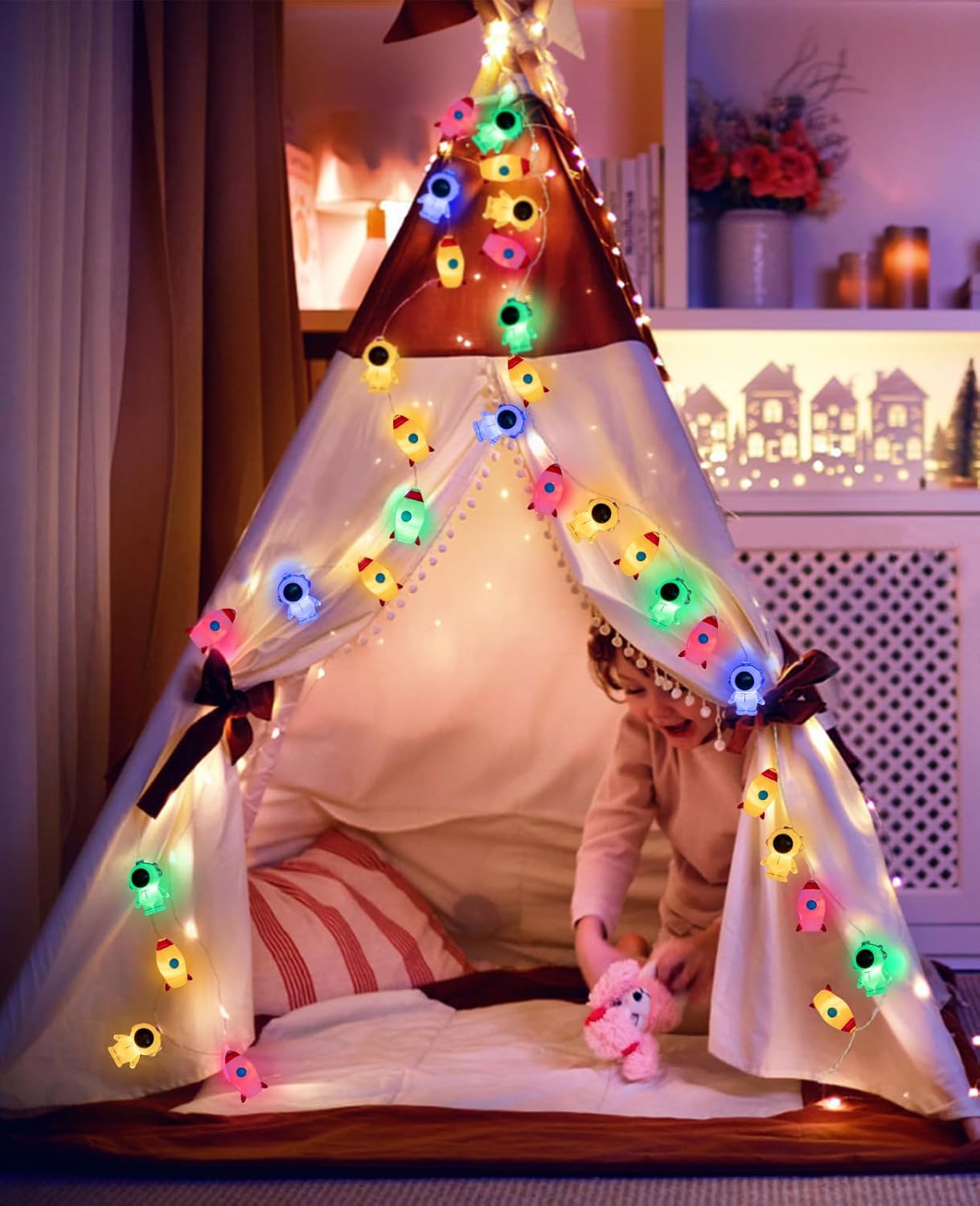 20 AceList LED Space String Lights, Magical Rocket and Astronaut Decor | USB&Battery Powered for Children's/Kids'