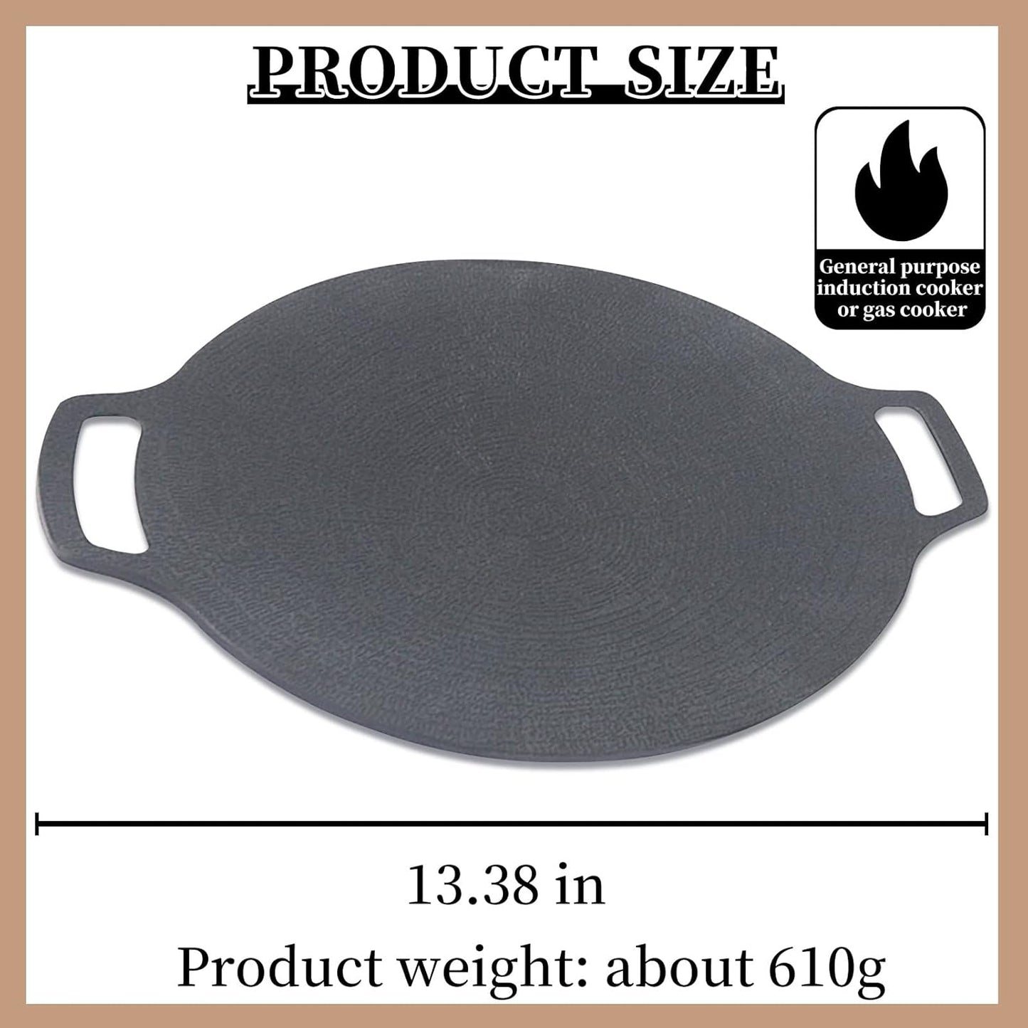 Portable 13.4 IN Korean BBQ Grill Pan - Non-Stick Aluminum Round Stove Top Grill for Indoor Outdoor