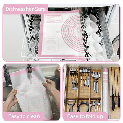Silicone Pastry Mat for Dough Rolling, Extra Large Silicone Baking Mat with Measurements, Baking sheet for Cookies Fondant Pie Crust, Countertop Protector
