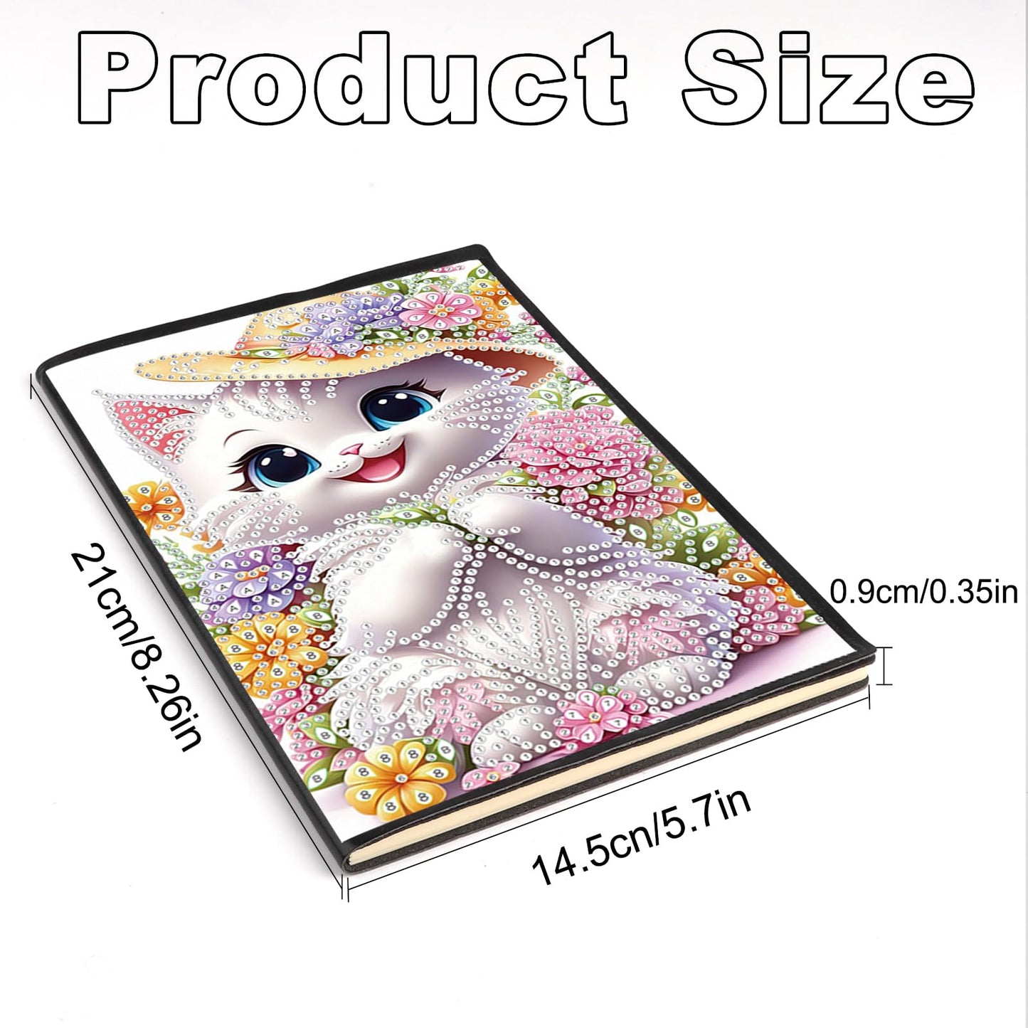JZHYOAN Diamond Painting Blank Notebook Kits for Adult DIY Cat Special Pattern Diamond Art Dairy Note Book Journal Sketchbook Drawing Painting Message Notepad for Office Work Gifts