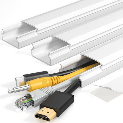 Yecaye Cord Cover - 42in TV Cord Hider for Up to 4 Cords | White Cable Raceway & Wire Concealer