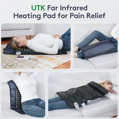 UTK Upgrade Far Infrared Heating Pad for Back, 5X Deeper Pain Relief Pure Jade Heating Pad with 153 Natural Jades, Hotter to 159℉, Weighted Electric Mat with Larger Heat Area, 4H Auto-Off, 31"x 21"