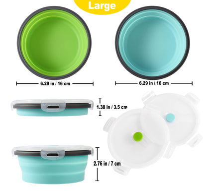 Large Collapsible 40 OZ Travel Dog Bowls, 2 Pack with Lids, Foldable Silicone Food & Water Bowl for Large Dogs, Lightweight & Leak Proof, Perfect for Outdoor Travel, Camping & Hiking