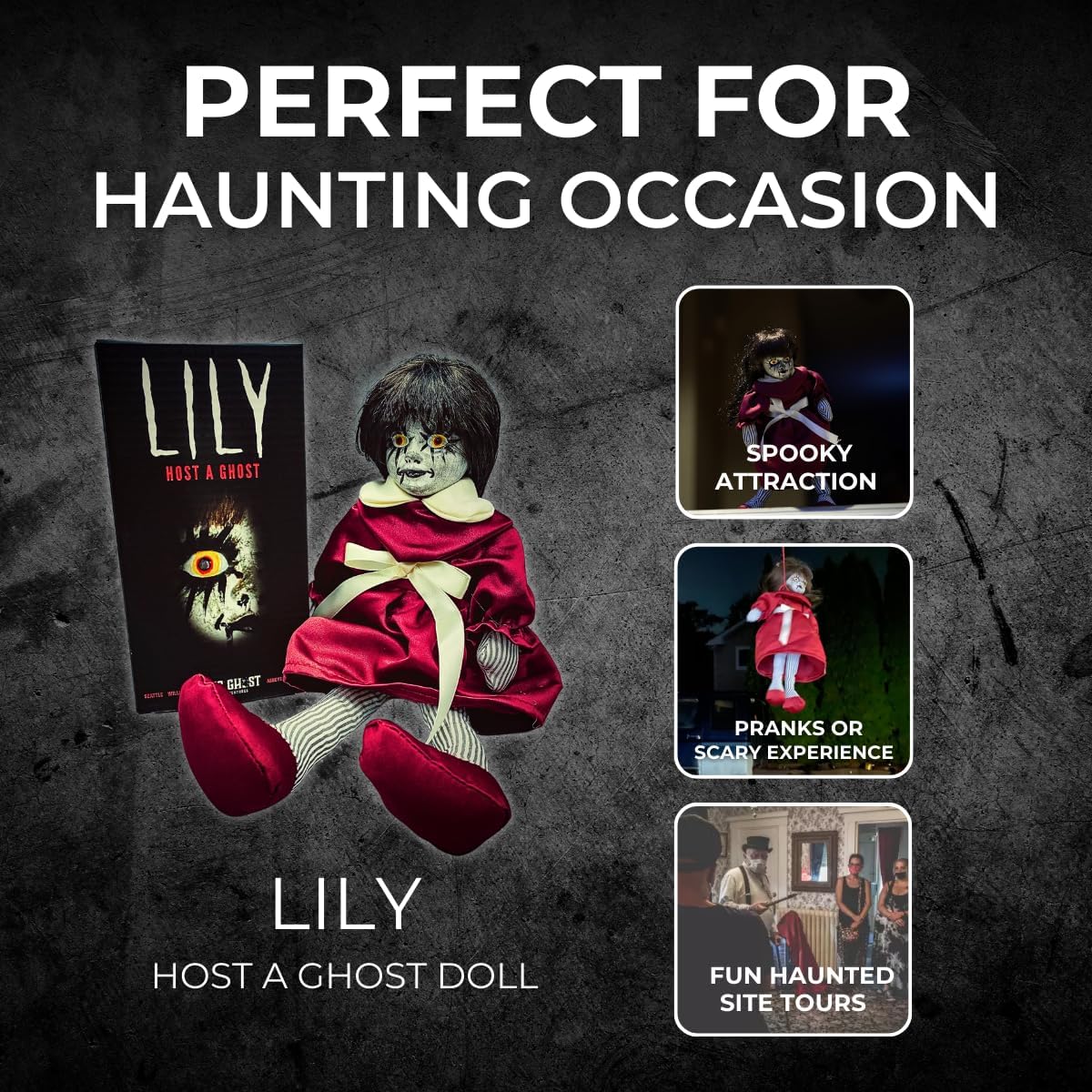 13" Lily: Host a Ghost Creepy Haunted Doll for Protection from Ghosts. Lizzie Borden House Scary Doll for Halloween