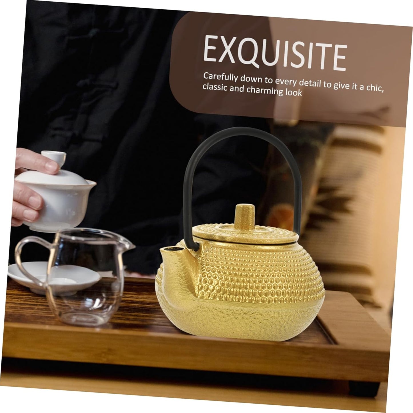 Cast Iron Teapot Tea Set, Whistling Kettle for Stovetop, Dollhouse Decoration Accessories, Mini Iron Kettle