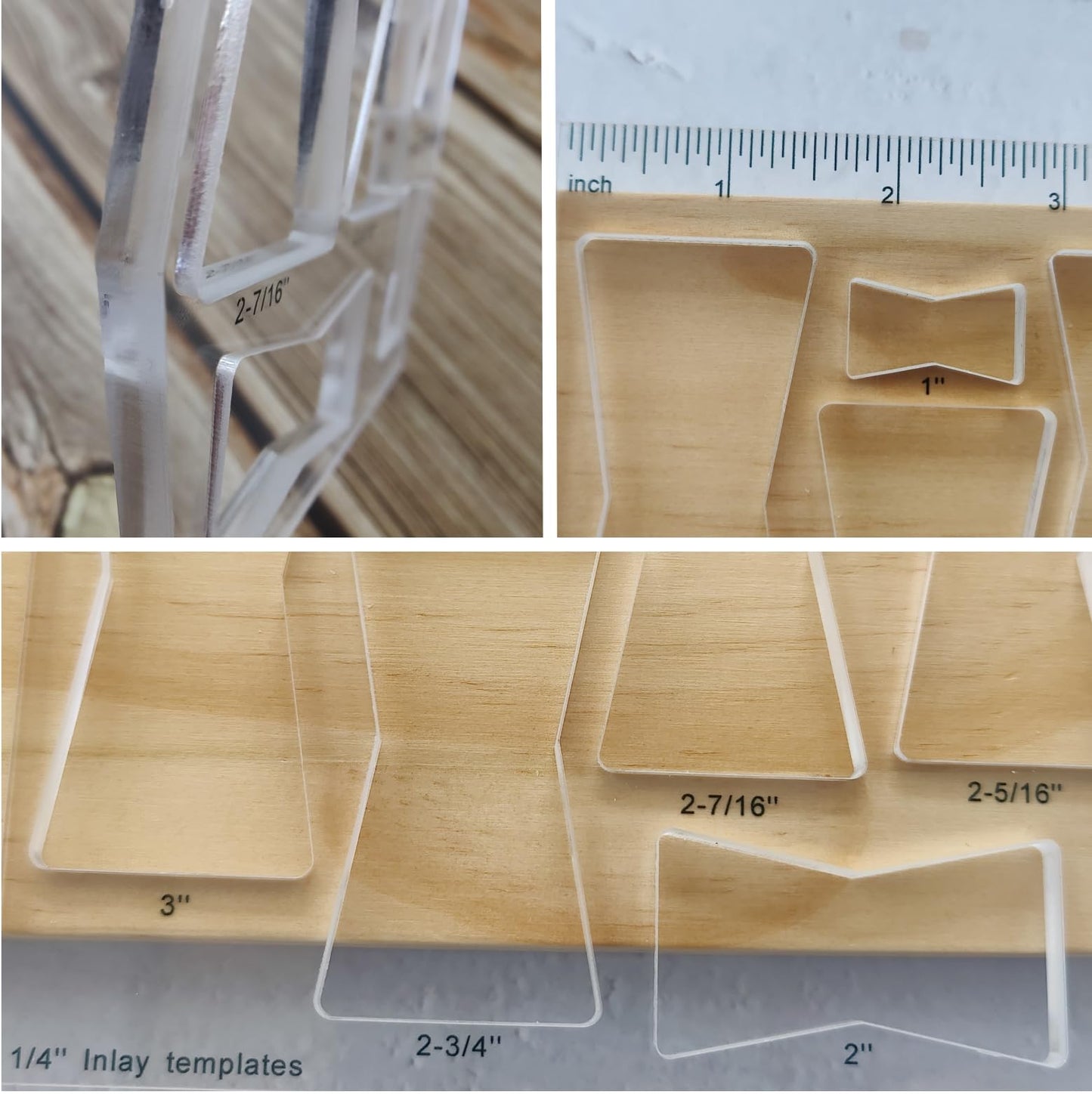 Kingria 8 in1 Bowtie Jia Router Template for Woodworking 1/4'' Thick DIY Router Template Jig Kit Acrylic Butterfly Inlay Template Decorative Guide (Butterfly)