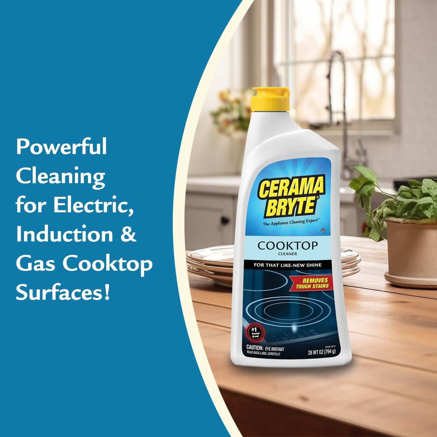 Cerama Bryte Removes Tough Stains Cooktop and Stove Top Cleaner for Glass - Ceramic Surfaces, 1-28 oz