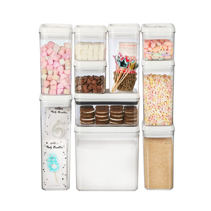 Felli Flip Tite Food Storage Container with Lid Airtight 4" Ring Seal Flip Top, Stackable Acrylic Canister Jar for Pantry Kitchen Counter, Snack Coffee Bean Granola Pet Treats Cracker Holder (1.2 L)