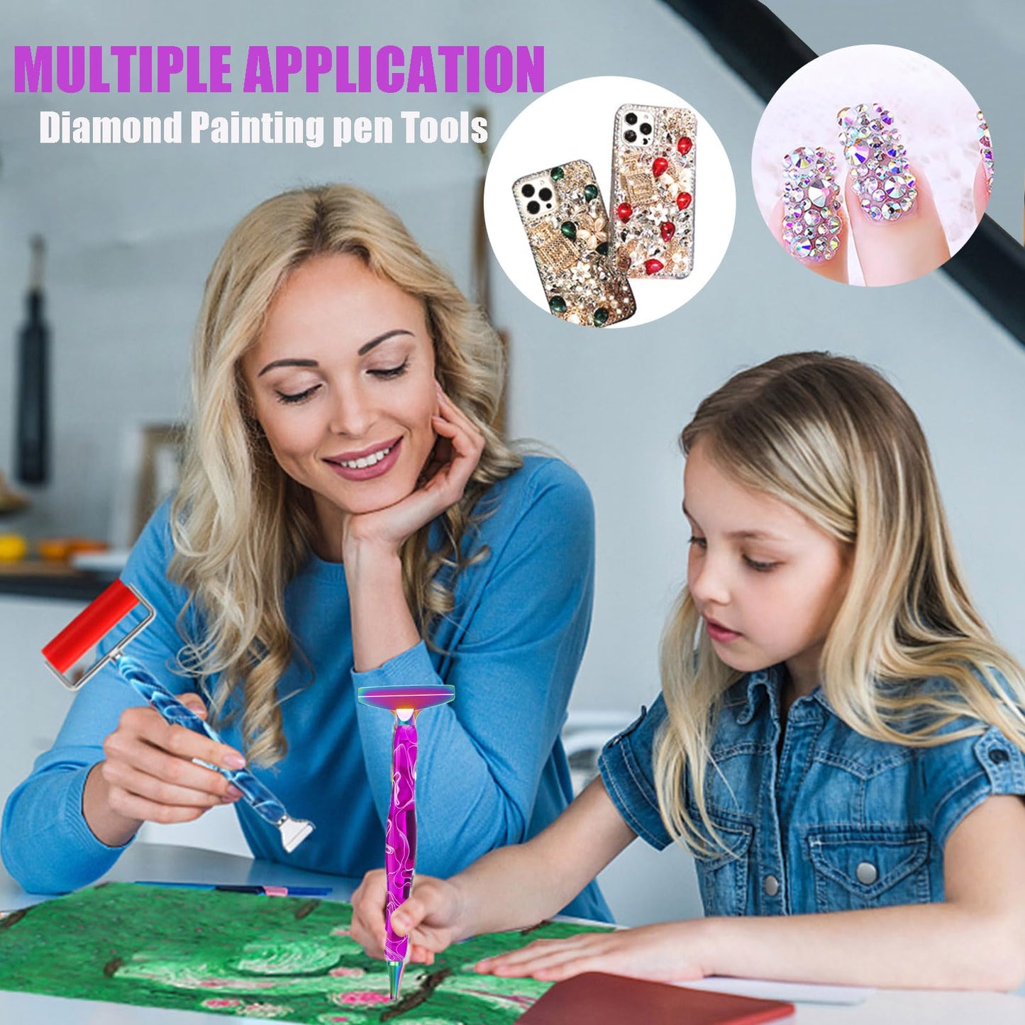 Heyseri Diamond Painting Pens, “Classic Wax Stylus” Diamond Art Pen, Gem Painting Tools Accessories, Gem Art Pen with Metal Tips for 5D Craft Nail